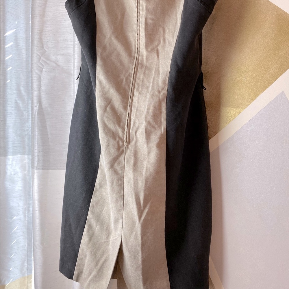 Tan and black fitted dress